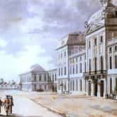 Akwarela autorstwa Zygmunta Vogla z 1785 r. przedstawiająca budynek szkoły rycerskiej